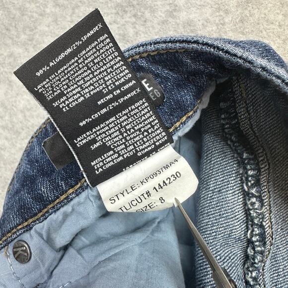 Kut From The Kloth Reese Ankle Straight Leg Jeans WMNS 8 Blue Distressed Raw Hem - Picture 6 of 10